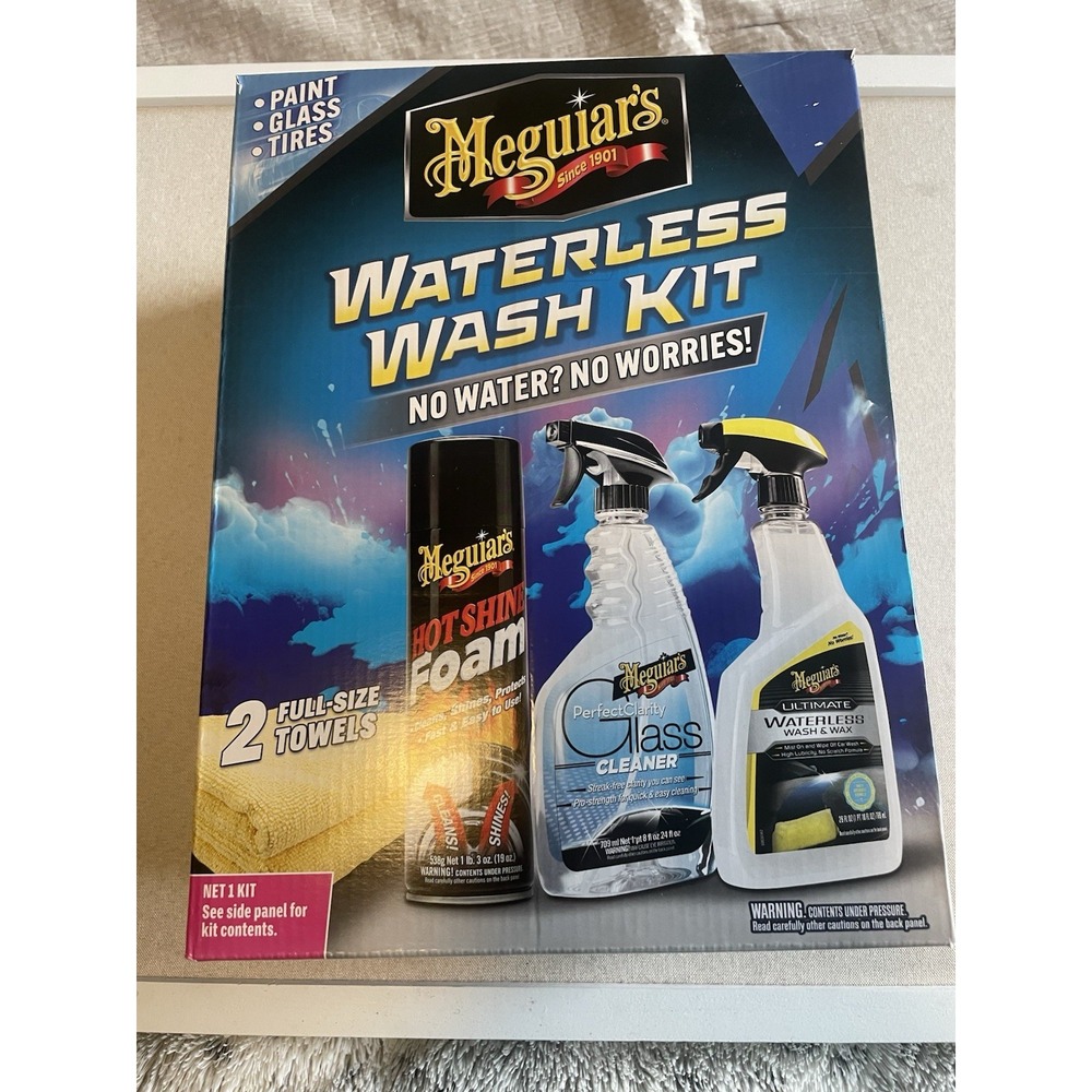 Meguiar's Waterless Car Wash Kit‎ Tire Shine w/ Towels Gift For Him Glass & Wax